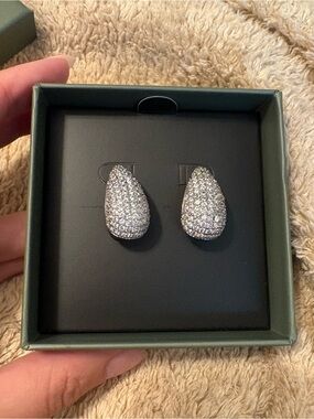 Sparkling Silver Teardrop Clip-On Earrings